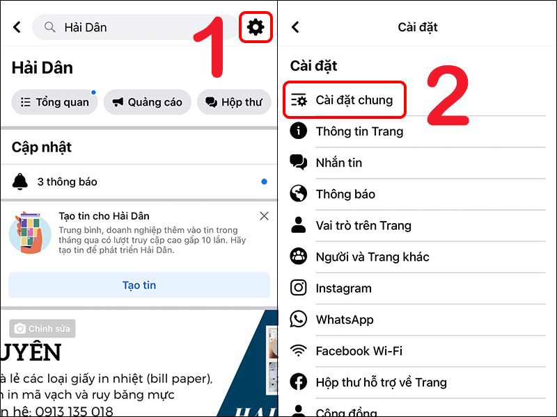 Cài đặt trang Facebook trên điện thoại